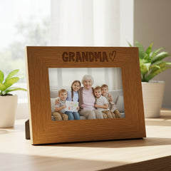 Oak Finish Engraved Wooden Grandma Picture Photo Frame Heart Gift Landscape Photo Frame ukgiftstoreonline