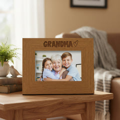 Oak Finish Engraved Wooden Grandma Picture Photo Frame Heart Gift Landscape Photo Frame ukgiftstoreonline