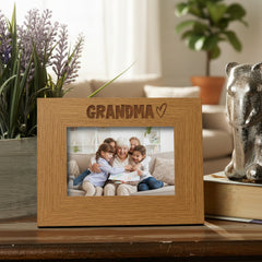 Oak Finish Engraved Wooden Grandma Picture Photo Frame Heart Gift Landscape Photo Frame ukgiftstoreonline
