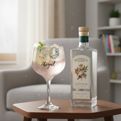 Personalised 30th Birthday Cocktail Gin Glass Gift For Her With Flowers and Butterflies