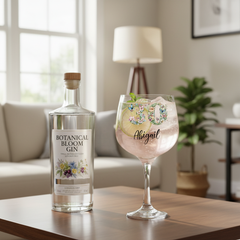 Personalised 30th Birthday Cocktail Gin Glass Gift For Her With Flowers and Butterflies