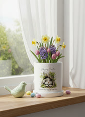 Large 14cm Clay Flower Pot For Easter Gift Personalised With Bunny ukgiftstoreonline