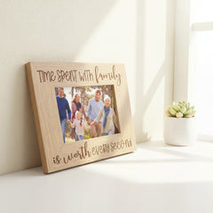 Time Spent With Family Photo Frame Landscape Oak Wood Finish Family Photo frame ukgiftstoreonline