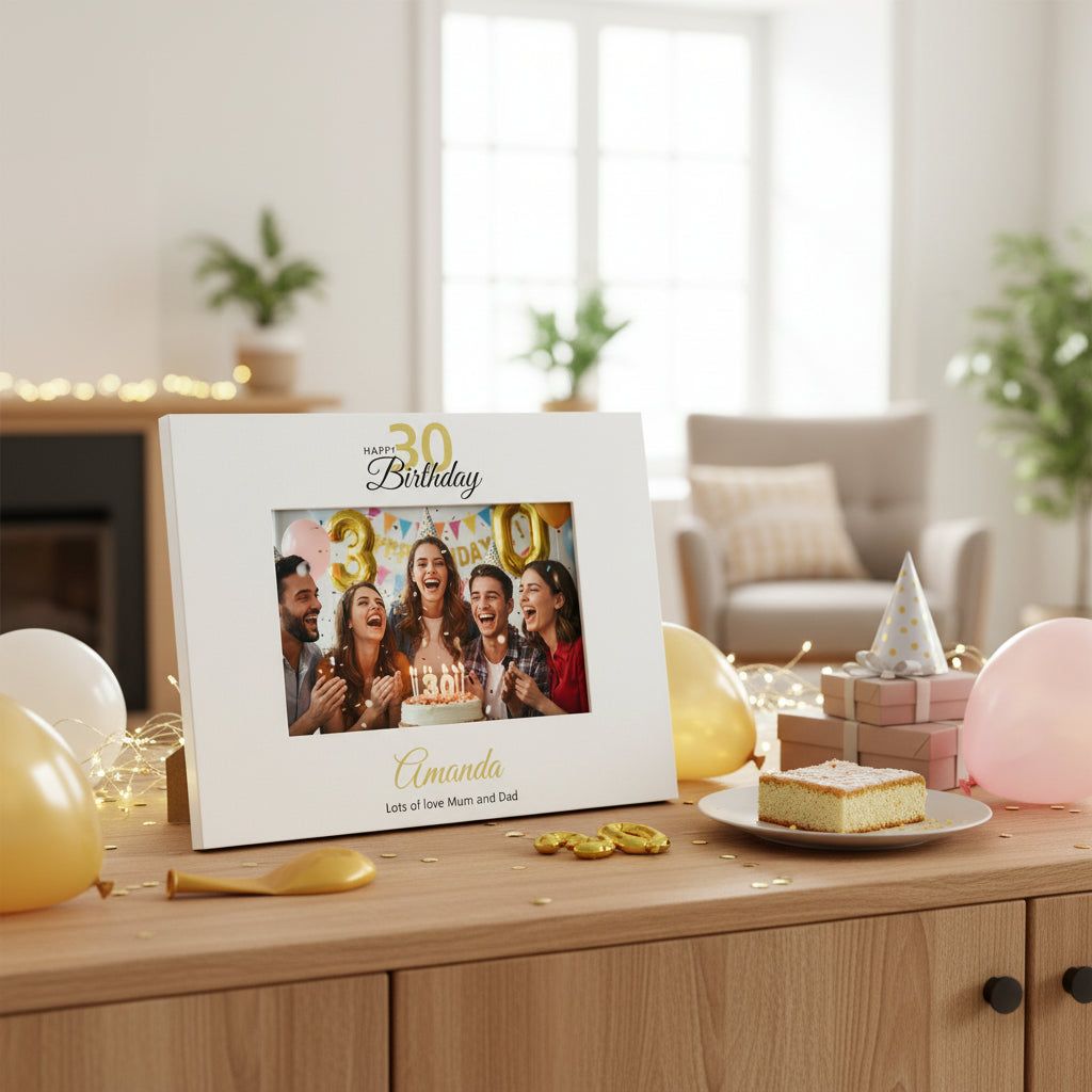 Personalised 30th Birthday Photo Frame Landscape With Name and Sentiment ukgiftstoreonline