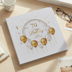 Personalised Large Linen 70th Birthday Photo Album With Balloons Photo Album ukgiftstoreonline