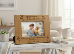 Personalised Wonderful Mum Engraved Wooden Photo Frame Gift personalised photo frames ukgiftstoreonline