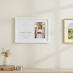 Personalised First Holy Communion Pink Ornate Cross Design Photo Frame Communion Photo Frame ukgiftstoreonline