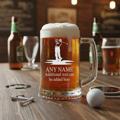 Personalised Engraved Pint Glass Beer Tankard Sports Award Golf Theme personalised beer glasses ukgiftstoreonline