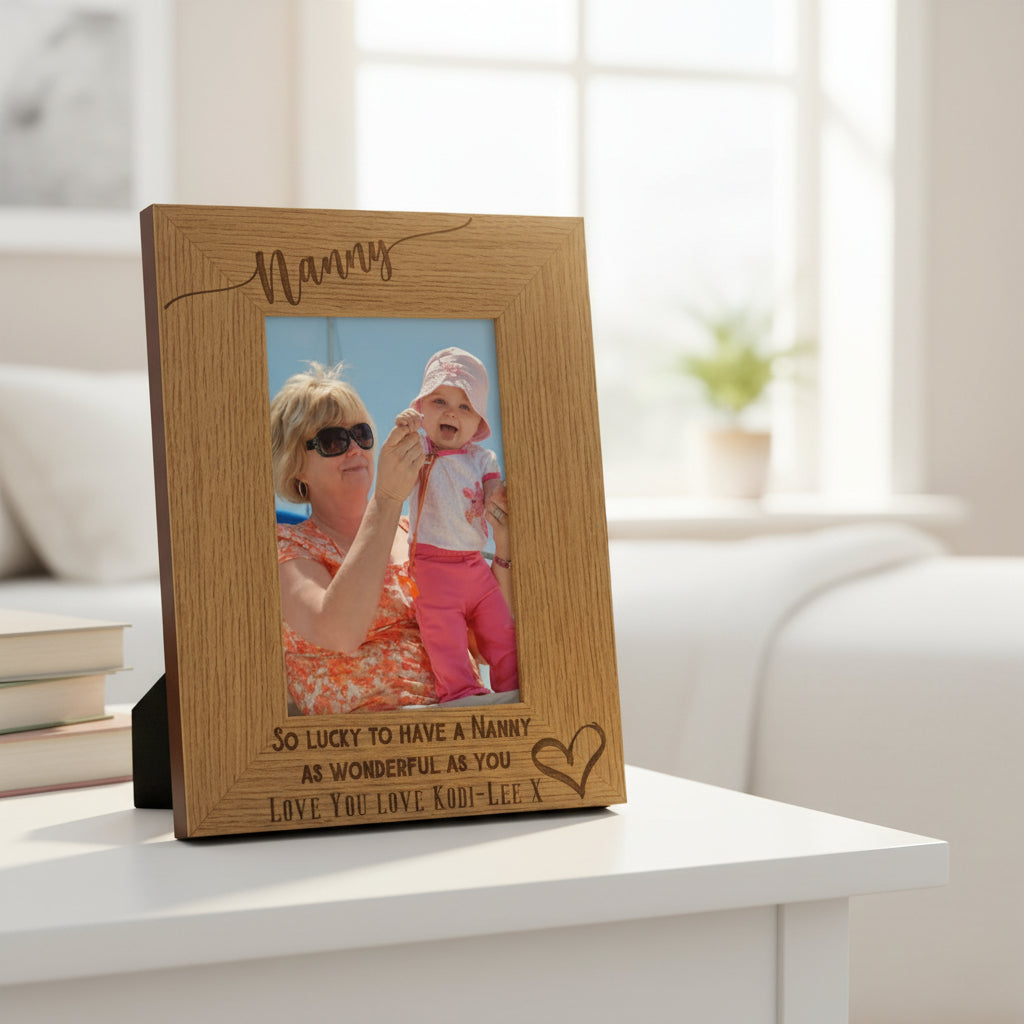 Personalised Nan Love Heart Engraved Portrait Photo Frame Gift personalised photo frames ukgiftstoreonline