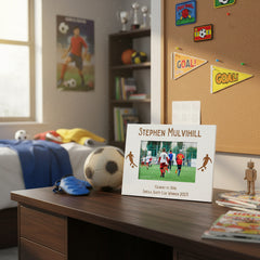 Personalised Football Photo Frame Gift White Wood Finish Photo Frame ukgiftstoreonline