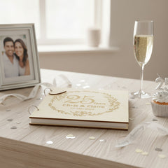Personalised Engraved Wooden 25th Anniversary Scrapbook Photo Album Keepsake Scrapbook Guest Book ukgiftstoreonline