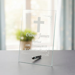 Personalised Baptism Gift Keepsake Glass Plaque Engraved Personalised Crystal Glass ukgiftstoreonline