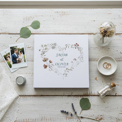 Personalised Large Linen Cover Wedding Photo Album Watercolour Flowers Heart photo album ukgiftstoreonline