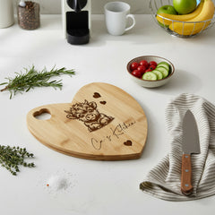 Personalised Gift Engraved Heart Chopping Board With Highland Cow chopping Board ukgiftstoreonline