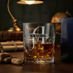 Personalised Custom Engraved Crystal Cut Whiskey Glass With name and Letter Personalised Whiskey Glass ukgiftstoreonline