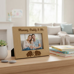 Mummy Daddy and Me Engraved Wooden Photo Frame Gift