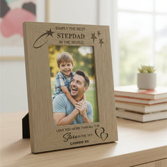 Personalised Best Stepdad Wooden Photo Frame Gift Photo Frame ukgiftstoreonline 4 x 6 Inch