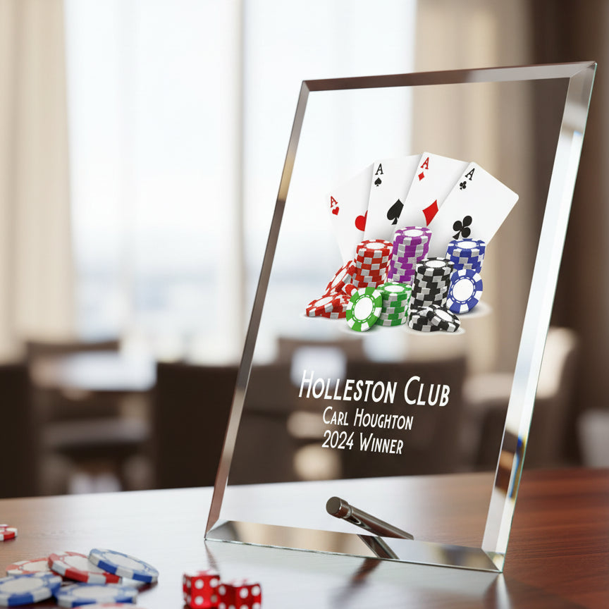 Personalised Poker or Cards Trophy Plaque With Colour Print Personalised Plaque Sign ukgiftstoreonline