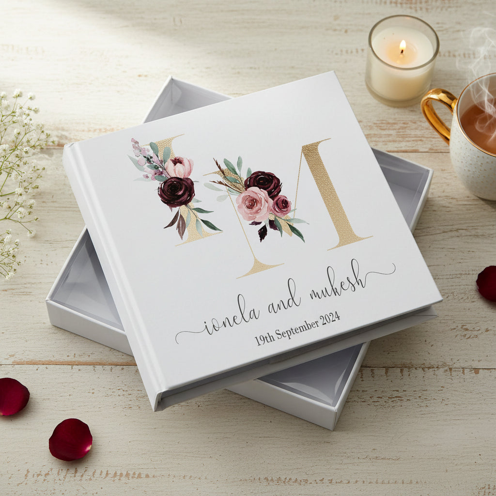 Personalised Initials Wedding Photo Album Gift for Couple 6x4" Gift Boxed wedding photo album ukgiftstoreonline