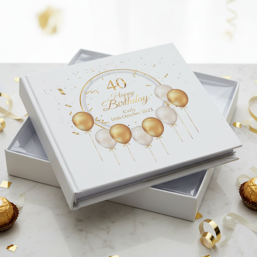 Personalised 40th Birthday Photo Album Gift With Gold Balloons Birthday Photo Album ukgiftstoreonline