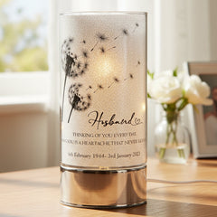 Personalised Husband In Loving Memory Led Lamp With Dandelions Sympathy Gift Personalised Lights ukgiftstoreonline