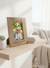 Personalised Gay Couple Engagement Photo Frame gift Wooden Engraved Personalised Engagement Gift ukgiftstoreonline