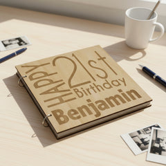 ukgiftstoreonline Personalised 21st Birthday Engraved Large Wooden Scrapbook Photo Album Scrapbook Guest Book ukgiftstoreonline