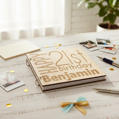 ukgiftstoreonline Personalised 21st Birthday Engraved Large Wooden Scrapbook Photo Album Scrapbook Guest Book ukgiftstoreonline