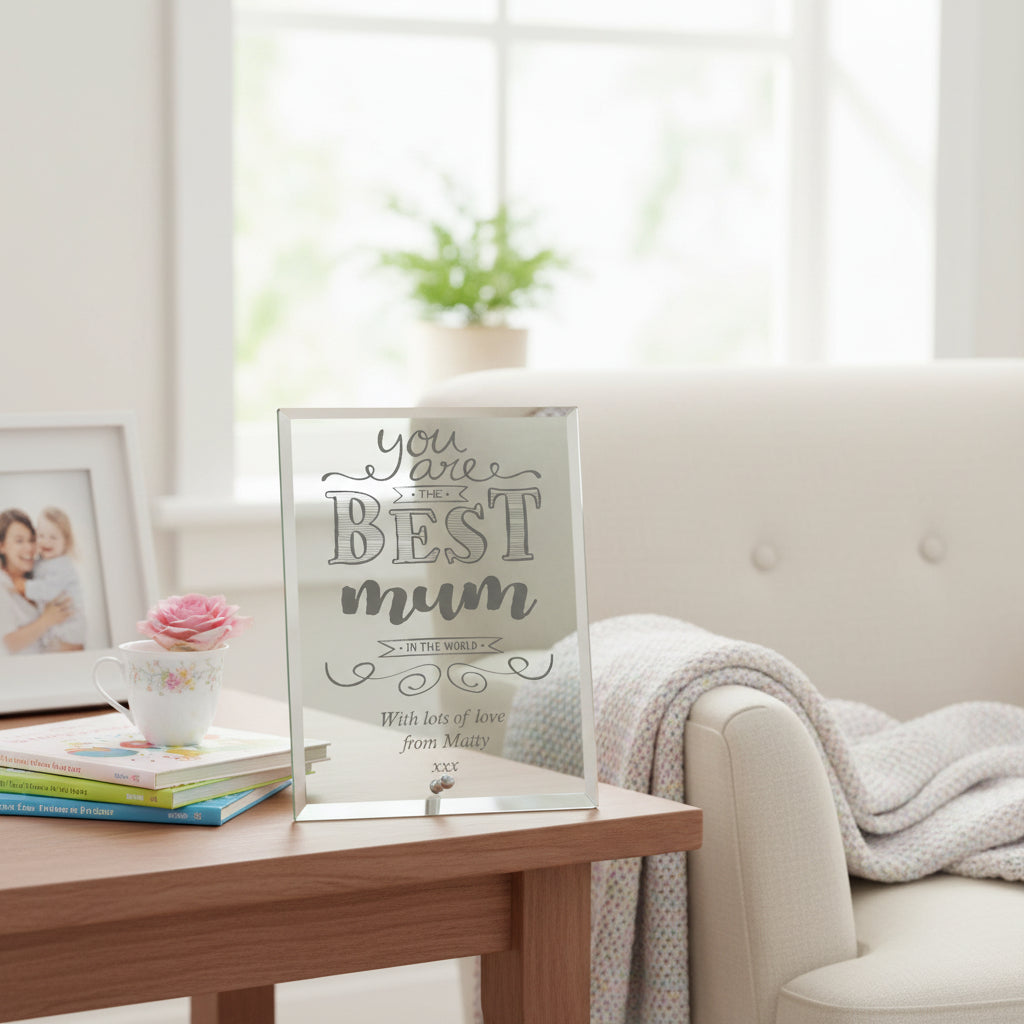Mum Sentiment In The World Personalised Engraved Glass Plaque Personalised Crystal Glass ukgiftstoreonline
