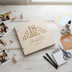 Personalised Large Engraved Wooden Any Age Birthday Guest Book Scrap Book Album Birthday Photo Album ukgiftstoreonline