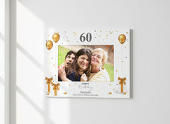 Personalised 60th Birthday Photo Frame With Gold Balloons ukgiftstoreonline