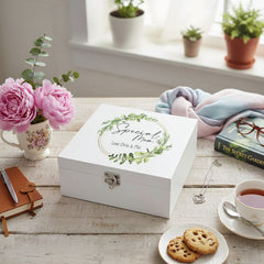 Personalised Special Mum Wreath Design Keepsake Luxury Wooden Box Keepsake Wooden Box ukgiftstoreonline
