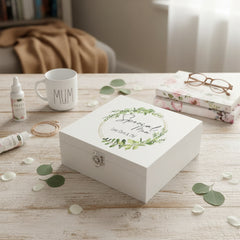Personalised Special Mum Wreath Design Keepsake Luxury Wooden Box Keepsake Wooden Box ukgiftstoreonline