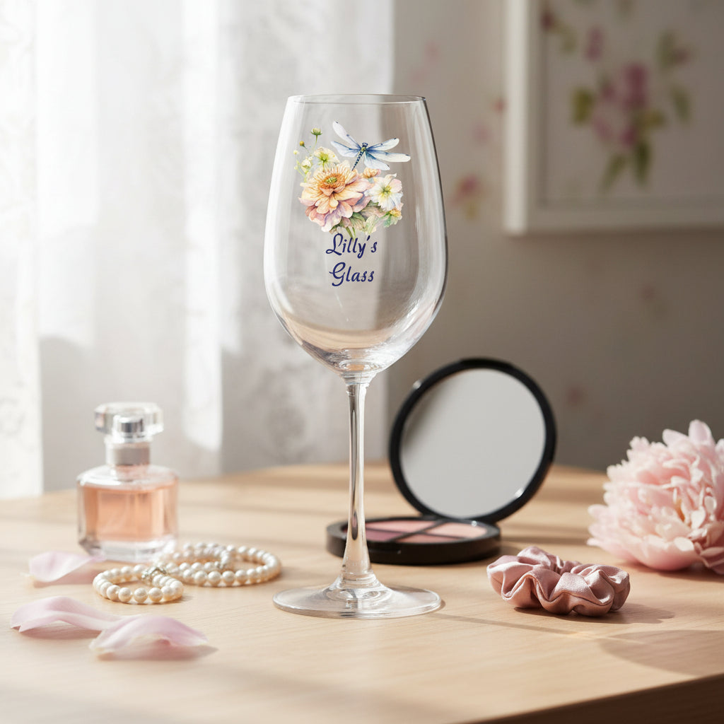 Personalised Dragonfly Wine Glass Gift For Her Personalised Gin Glasses ukgiftstoreonline
