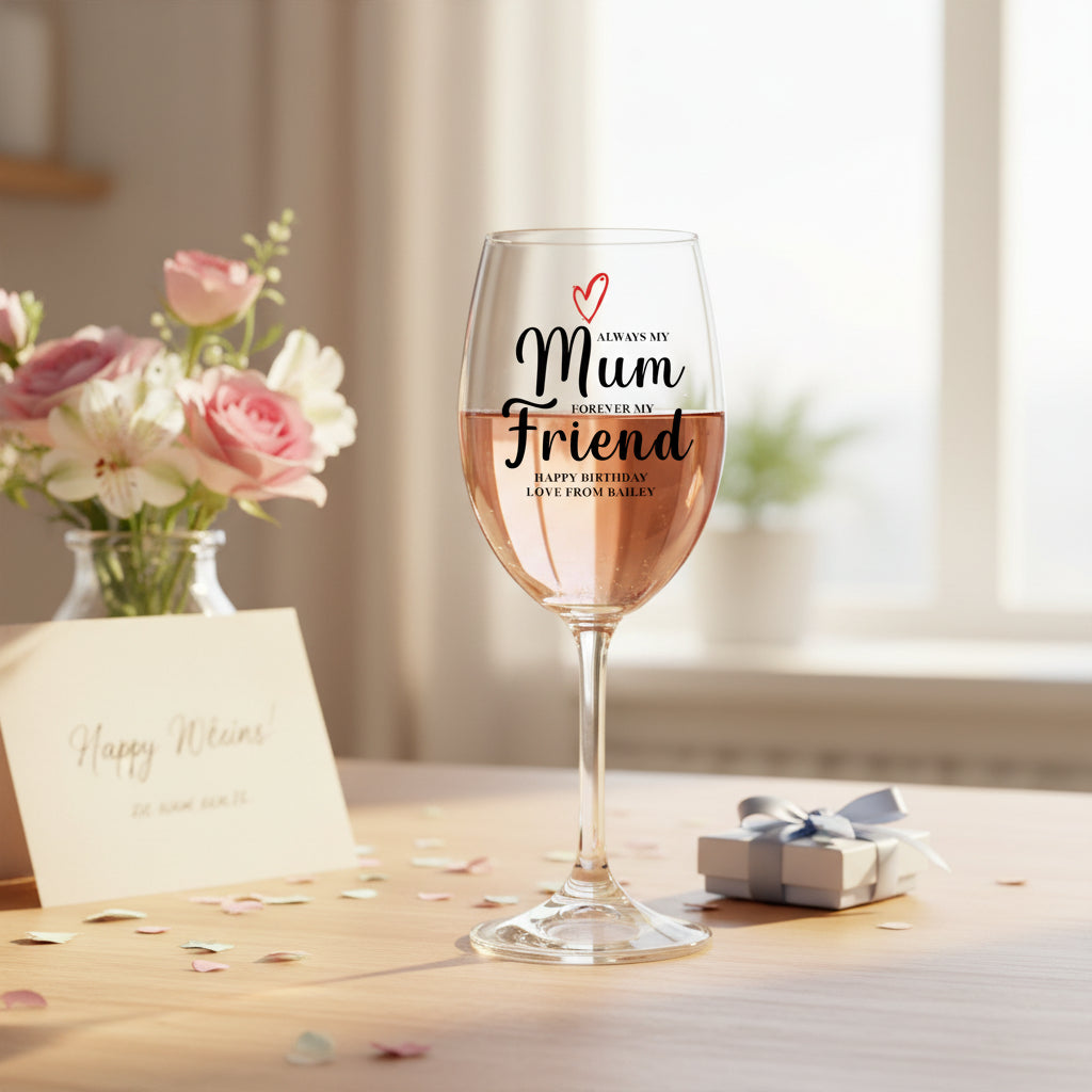 Personalised Mum Wine Glass Gift For Her With Love Heart Any Occasion Personalised Gin Glass ukgiftstoreonline