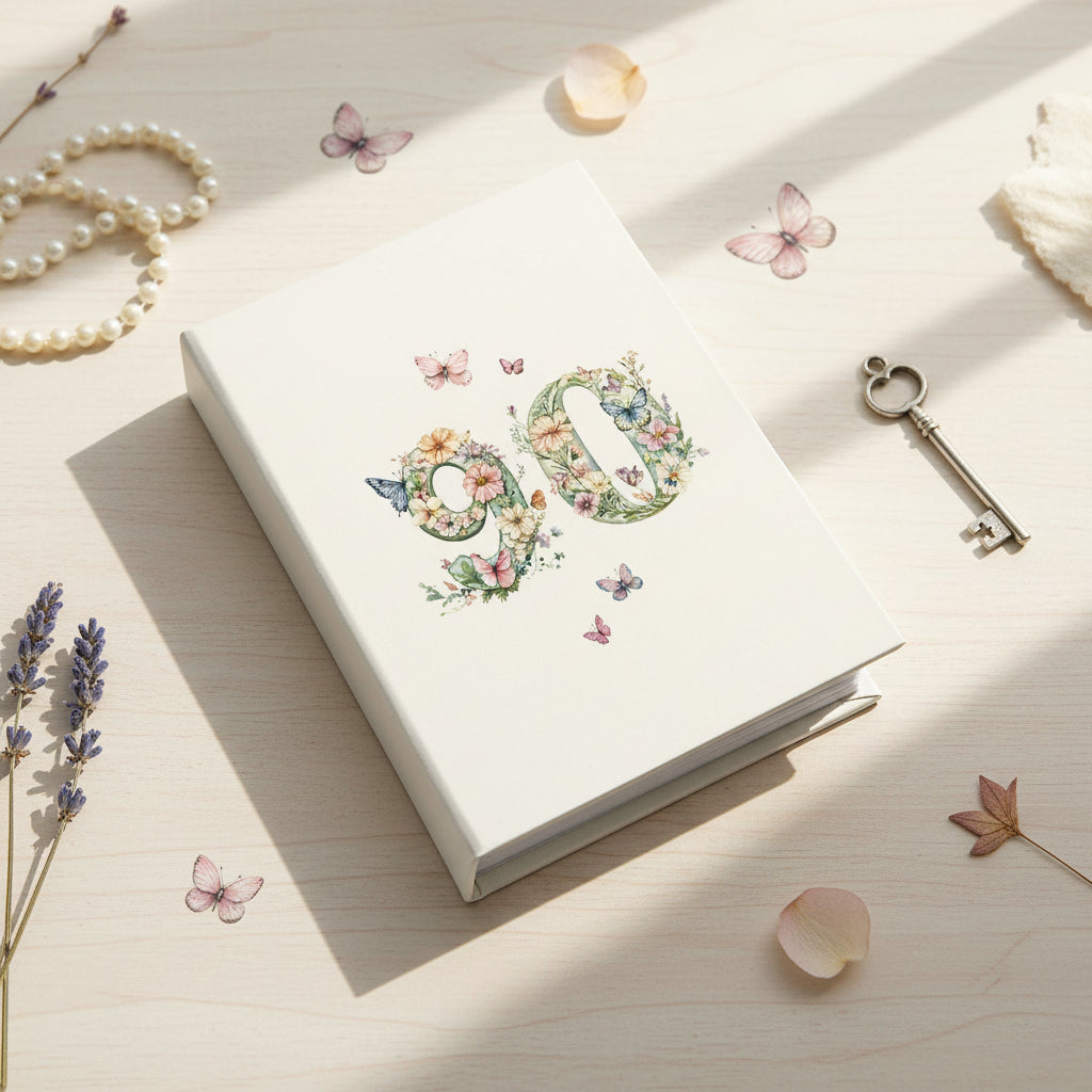 90th Birthday Photo Album Gift For Her 100 Photos 6"x4" Butterflies and Flowers Personalised Photo Album ukgiftstoreonline