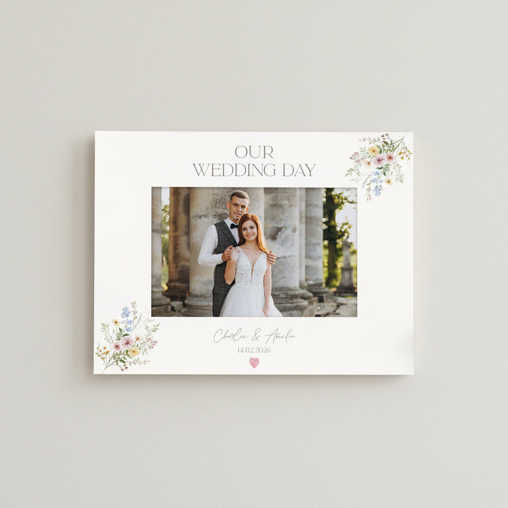 Personalised White Wedding Photo Picture Frame Gift With Delicate Flowers Photo Frame ukgiftstoreonline