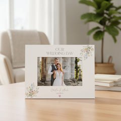 Personalised White Wedding Photo Picture Frame Gift With Delicate Flowers Photo Frame ukgiftstoreonline