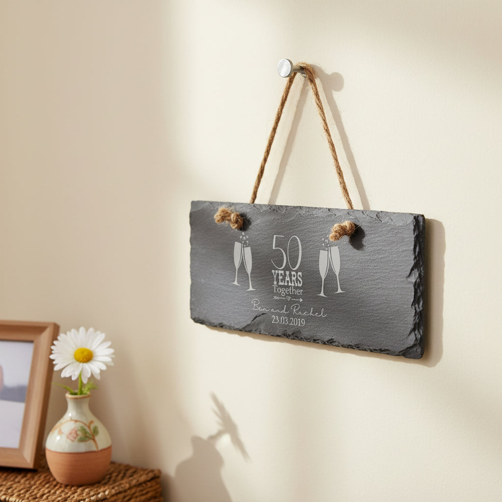 Personalised Slate 50th Anniversary Engraved Slate Plaque Gift Personalised Slate Marker ukgiftstoreonline