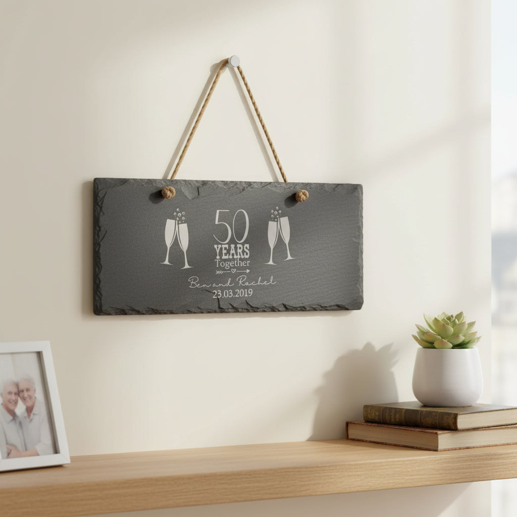 Personalised Slate 50th Anniversary Engraved Slate Plaque Gift Personalised Slate Marker ukgiftstoreonline