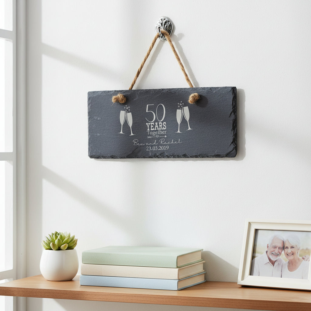 Personalised Slate 50th Anniversary Engraved Slate Plaque Gift Personalised Slate Marker ukgiftstoreonline