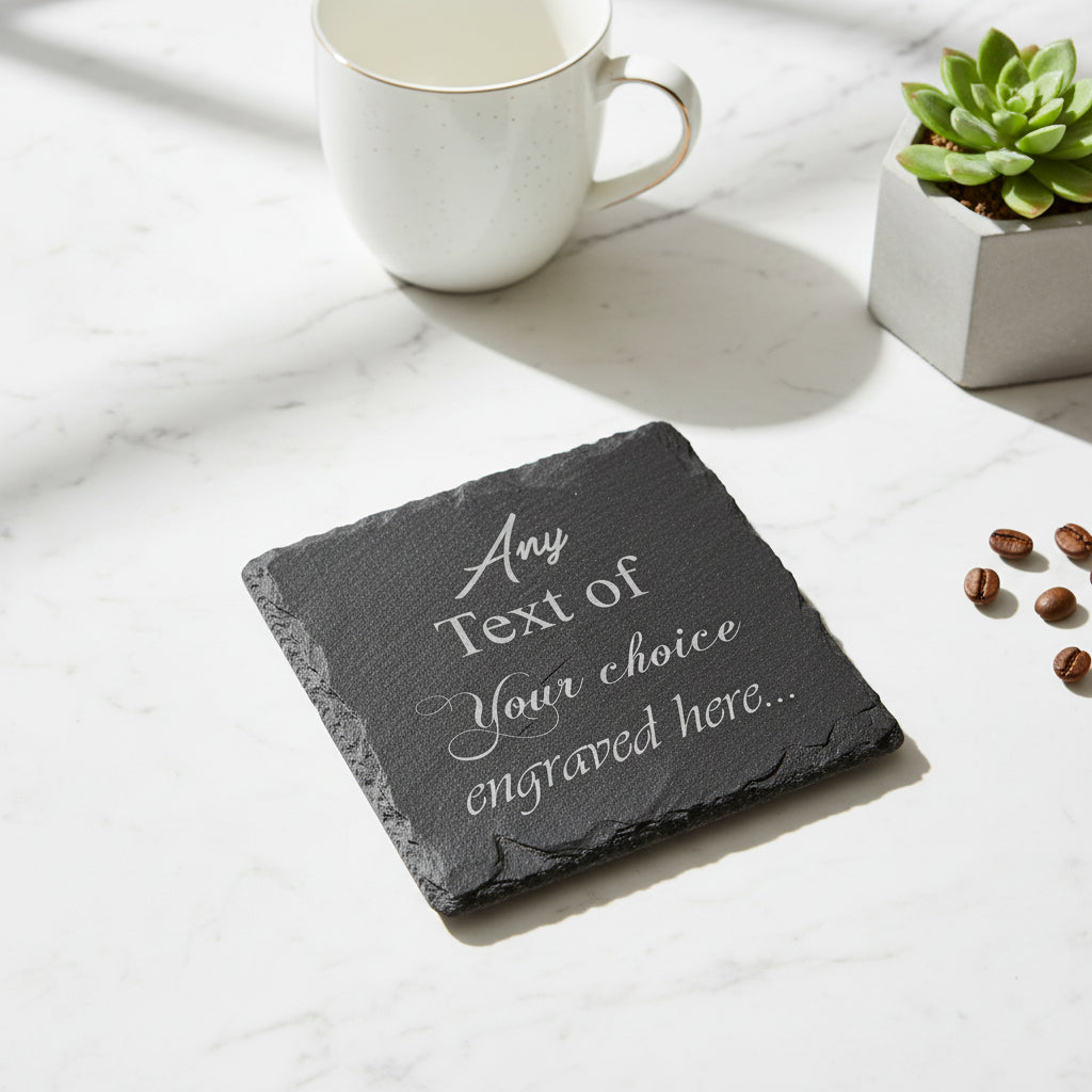 Personalised any engraving slate coaster gift suitable for Birthdays, anniversaries, mothers day fathers day, valentines and Christmas Personalised Slate Marker ukgiftstoreonline