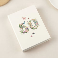 50th Birthday Photo Album Gift For Her 100 Photos 6"x4" Butterflies and Flowers Personalised Photo Album ukgiftstoreonline