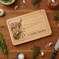 Highland Cow Themed Laser Engraved Chopping Board with Optional Personalised Name Or Message chopping Board ukgiftstoreonline