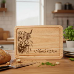 Highland Cow Themed Laser Engraved Chopping Board with Optional Personalised Name Or Message chopping Board ukgiftstoreonline