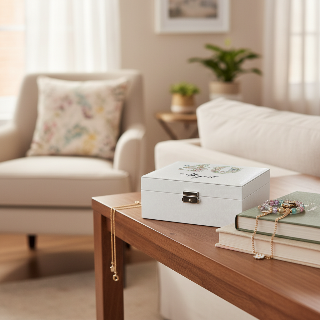 Personalised 40th Birthday Jewellery Box Gift For Her With Butterflies and Flowers