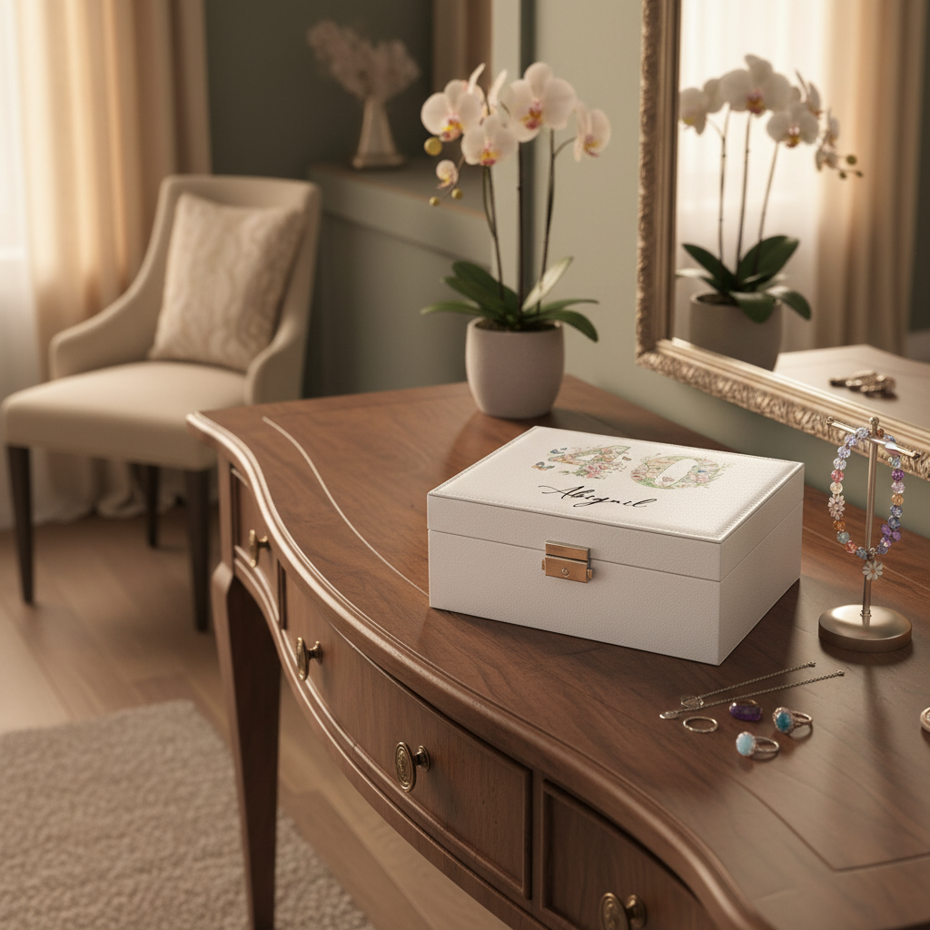 Personalised 40th Birthday Jewellery Box Gift For Her With Butterflies and Flowers