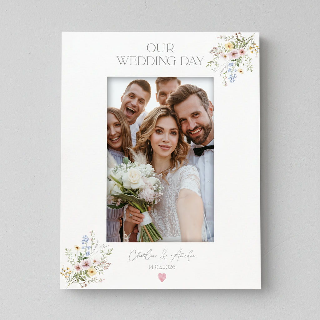 Personalised White Wedding Photo Picture Frame Gift With Delicate Flowers Photo Frame ukgiftstoreonline