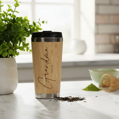 Personalised Bamboo Insulated Grandma Travel Mug Gift Personalised Mugs ukgiftstoreonline