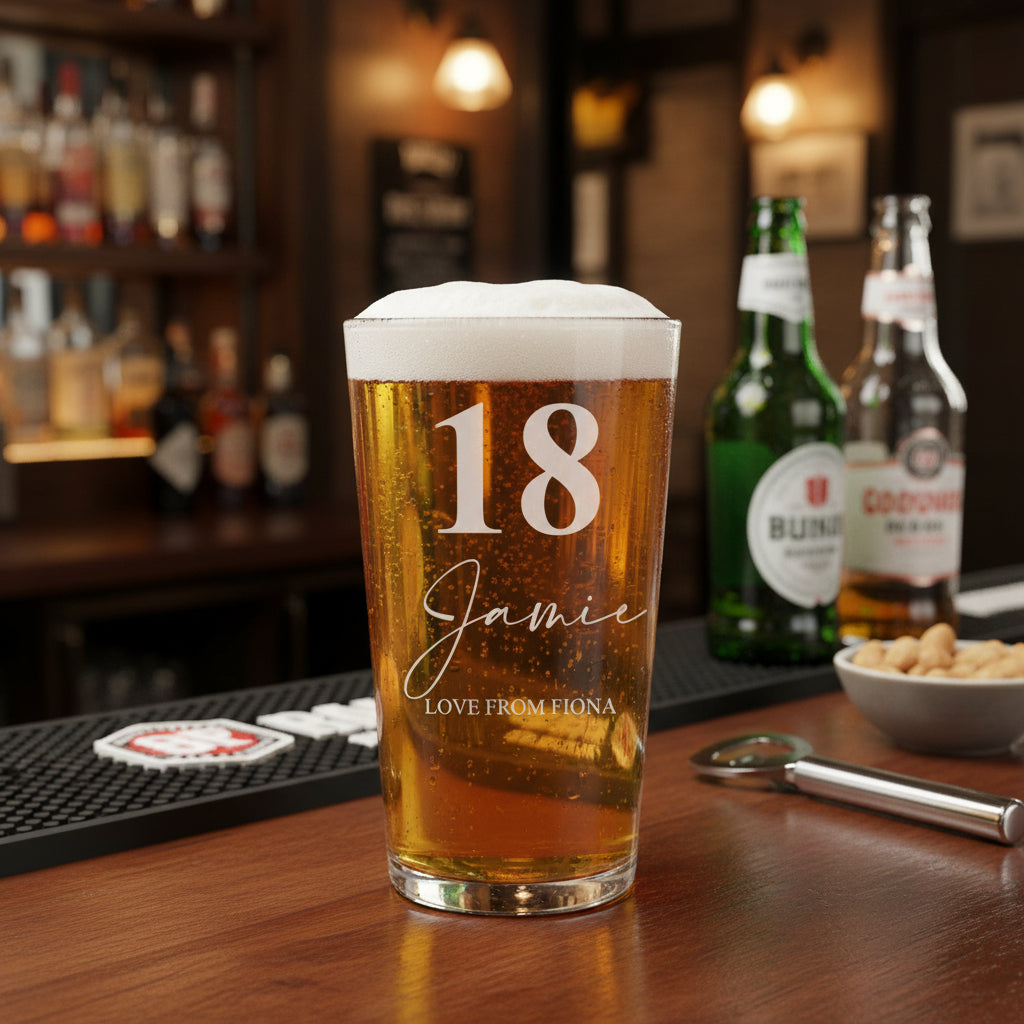 Personalised Engraved 18th Birthday Beer Perfect Pint Glass Gift personalised beer glasses ukgiftstoreonline